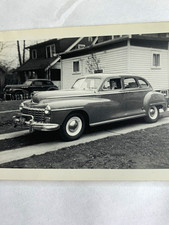 1948 B&W Photo classic car Dodge D-24 Custom sedan Mopar cute lady headscarf picture