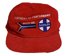 VTG HTF Amtrak Santa Fe Rail Partners 4 Performance Red Corduroy Strap Back Hat picture