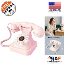 Vintage Pink Desktop Telephone with Adjustable Ringer - Home & Office Use picture