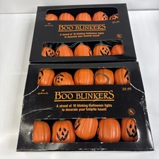 Vintage 1988 Hallmark Boo Blinkers Pumpkin Halloween Lights 2 Sets 20 Lights picture