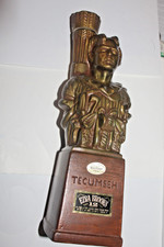 RARE VINTAGE 1969 EZRA BROOKS TECUMSEH GOLD DECANTER w/ stopper picture