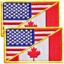 2Pcs set Canadian Flag American Flag Patch, Embroidered Canada Patch 2x3 picture