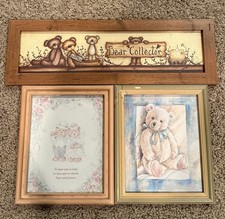 Vintage Teddy Bear Framed Pictures (2) 12x10 And (1) 22x8 picture