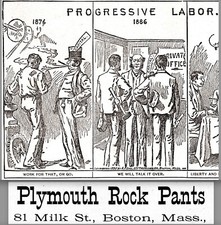 Political  RARE 1886 Progressive Labor vs Capital Plymouth Rock Pants Trade Card picture
