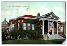 1908 Lincoln Public Library Exterior Building Lincoln Illinois Vintage Postcard picture