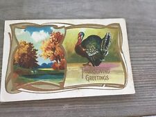 Antique Vintage Postcard:Embossed Thanksgiving Greetings Turkey picture