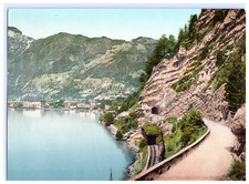 Switzerland, Lake Lucerne, fountain, Gotthard railway and Axenstrasse photochrome picture