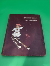 Antique 1900s Postcard Album With 37 Postcards 8 X 10 X 1” picture