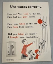 1967 Vintage School Classroom Poster Language Skills Grammar A/AN Rules Word Use picture