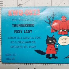 CB QSL CARD KWQ-0823 THUNDERBIRD FOXY LADY EPHRATA PA 73S 88S VINTAGE picture