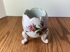 Vtg Napco JAPAN 3.75” Porcelain Rose w/Gold Cracked Egg Vase JAPAN #3H3199/S picture