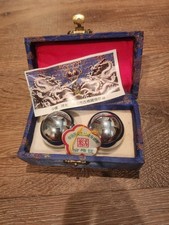 Vintage BAODING CHINESE HARMONY YING YANG IRON BALLS, ORIGINAL BOX picture