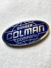 Vintage Barber Colman Company Oval Silver Blue Metal Globe Logo 1.5” picture
