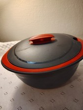 VINTAGE Tupperware Insulate Oval Server Heat Serve N Store Black&Red 4.3L 4995A picture