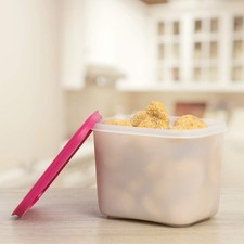 Tupperware Freezer Mates PLUS Storage Container Pink Lid New picture