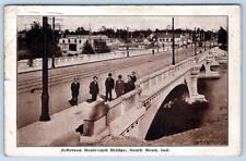 1912 SOUTH BEND INDIANA JEFFERSON BOULEVARD BRIDGE*LUMBER YARD*ELGIN IL POSTMARK picture