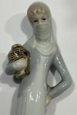 Beautiful Lladro Style Woman with Pitcher Blue & White  8.5” Porcelain Figurine picture