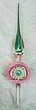 VINTAGE SHINY BRIGHT 3 INDENTS PINK MERCURY GLASS CHRISTMAS TREE TOPPER 12