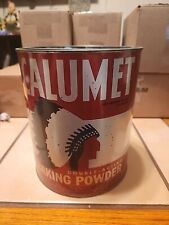 VINTAGE LARGE CALUMET BAKING POWDER 10 LB TIN CAN with LID. NATIVE AMERICAN picture