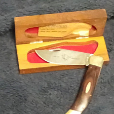 Case Vintage Folding Pocketknife Wood Handle Stainless Drop Point Blade Box picture