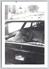 Original Vintage Antique Old Car Photo Picture Girl Doll Station Wagon B&W picture