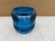 VTG FRESNEL STYLE BLUE/GREEN RAILROAD LANTERN SHORT GLASS GLOBE 3.25” picture