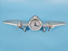 Sarsaparilla Vintage Metal Plane Clock - 80s Art Deco. WORKS. Aluminum Cool Art picture