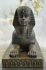 VINTAGE LARGE FABULOUS SPHINX BRONZE STATUES EGYPTIAN PHAROAH LION HAND MADE ART picture