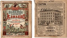 Antique 1903 & 1924 Barker's Illustrated Almanac, right side pages have cartoons picture