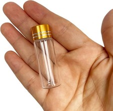 10pcs 16x45mm Tiny Mini Small Clear Bottles Glass Vials 4ml with Caps Gold picture