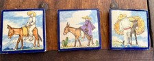 Three Vintage Uriarte Talavera Mexico Tiles Signed picture