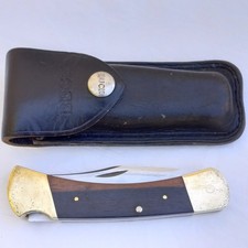1972-74 BUCK 110 Folding Knife with Leather Case Vintage 70s picture