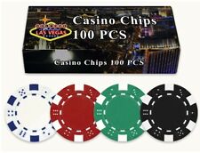 DA VINCI 100 11.5 Gram Poker Chips in Las Vegas Gift Box Dice Striped picture