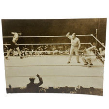 Vtg 1920s Dempsey Tunney Boxing Ring Photo Sepia 8x10 Crowd Original picture