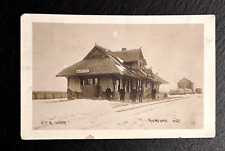 ~1912 SNOWY GRAND TRUNK RAILWAY BURFORD DEPOT ONTARIO CANADA RPPC POSTCARD picture