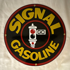 Ande Rooney Signal Gasoline Porcelain Enamel Reproduction Gas & Oil Sign picture