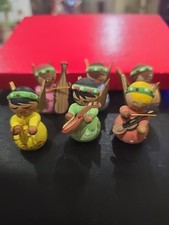 Lot Of 6 Vnt German Erzgebirge Wooden  Angels Hand Carved/Painted Musicians.  picture