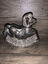 Vintage Silver Plated Childs/kids Rocking Horse Coin Piggy Bank NO STOPPER picture
