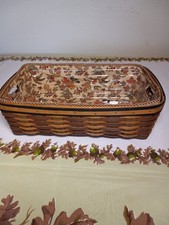 Longaberger 2009 Mint Chestnut Side-Handled Pantry, Protector, Autumn Path Liner picture