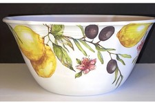 Shabby Chic Lemon Olives MELAMINE Serving Bowl Pink Floral Country Tuscany 9 In picture