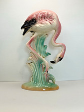 Vintage 1950s MCM California Pottery “Searcher” Pink Flamingo Figurine 7.5” picture
