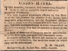 Union Hotel In Repair HW Tilley Georgetown DC 1827 Washington Clipping TAJ7-S32 picture