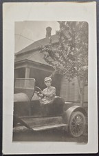 1910s RPPC Woman Driving Early Automobile – AZO Real Photo Postcard picture
