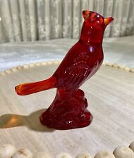 MOSSER - Vintage - Red Cardinal molded amberina crystal figurine picture
