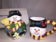 Covered Sugar and Creamer Set, Snowmen, World Link Group Christmas  picture