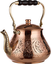 Handmade Heavy Gauge 1Mm Thick Natural Turkish Copper Engraved Tea Pot Kettle St picture