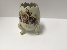 Vtg. NAPCOWARE 3 FOOTED EGG VASE hand-painted Brown Flowers trimmed with gold  picture