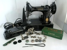 1955 Singer 221 Featherweight Sewing Machine Tested and Working with Accessories picture