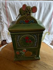 Vintage MCM Green Glazes Ceramic Hickory Dickory Cookie Jar  Made In Japan picture