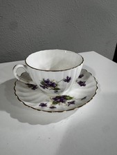 Vintage Radfords English Bone China Fluted Violets Teacup & Saucer Set - 8516 picture